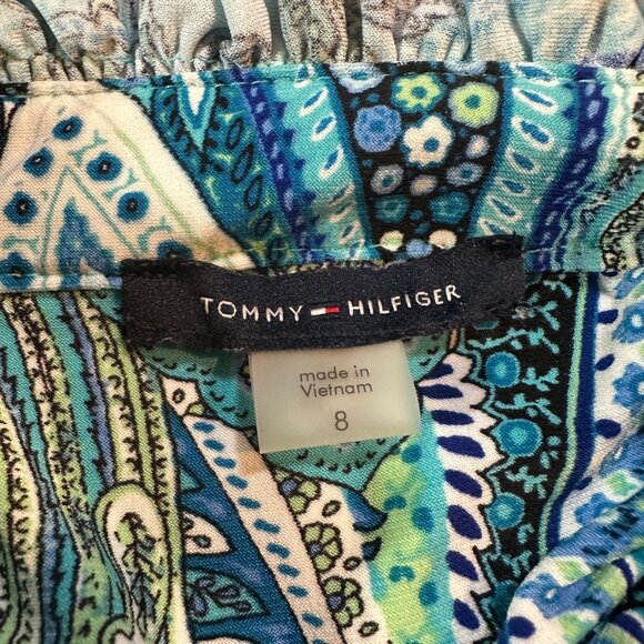 Tommy Hilfiger Blue Sleeveless Paisley Print High Neck Shift Dress 8 - Picture 10 of 11